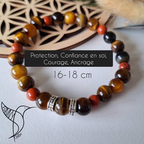 Bracelet lithothérapie stretch 16-18 cm protection, confiance en soi