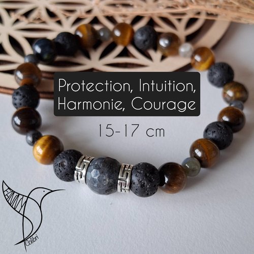 Bracelet lithothérapie protection intuition harmonie