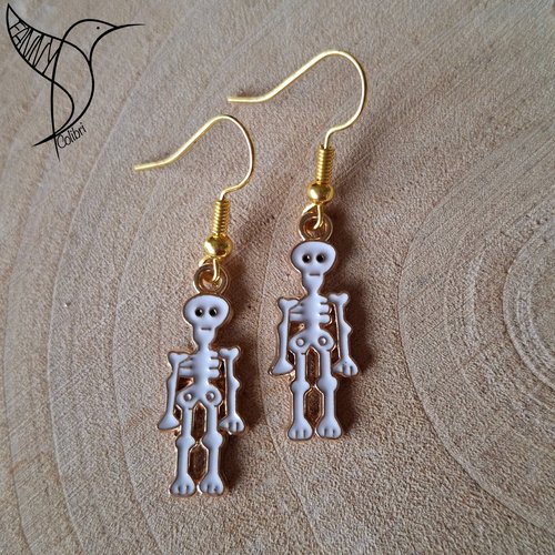 Boucles d'oreilles halloween squelettes