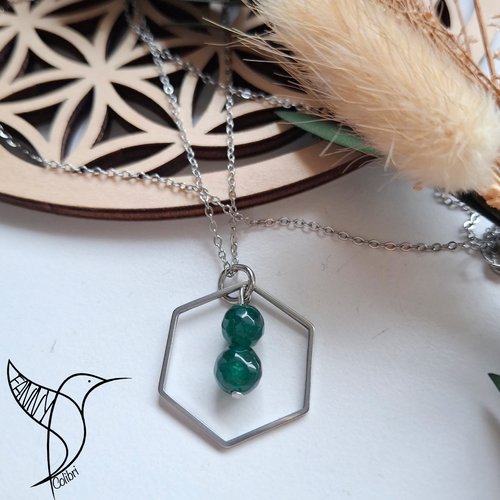 Collier inoxydable pendentif jade