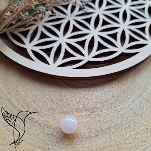 Collier ras du cou réglable quartz rose