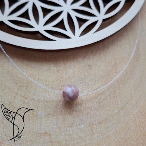 Collier ras du cou réglable quartz rose