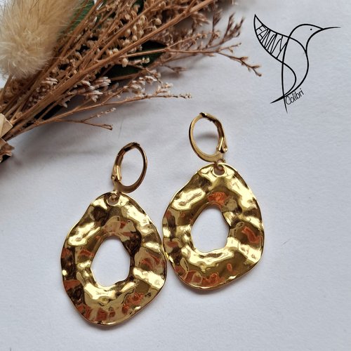 Boucles d'oreilles dormeuses effet martelé