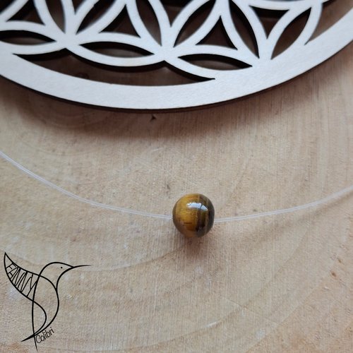 Collier ras du cou réglable œil de tigre