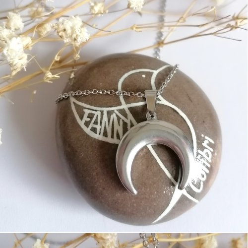 Collier acier inox lune