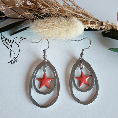 Boucles d'oreilles étoiles corail