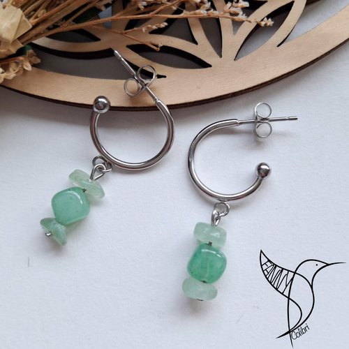 Boucles d'oreilles créoles aventurine