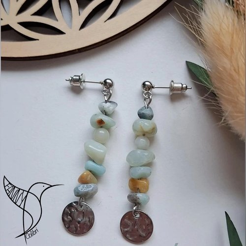 Boucles d'oreilles éclats d'amazonite
