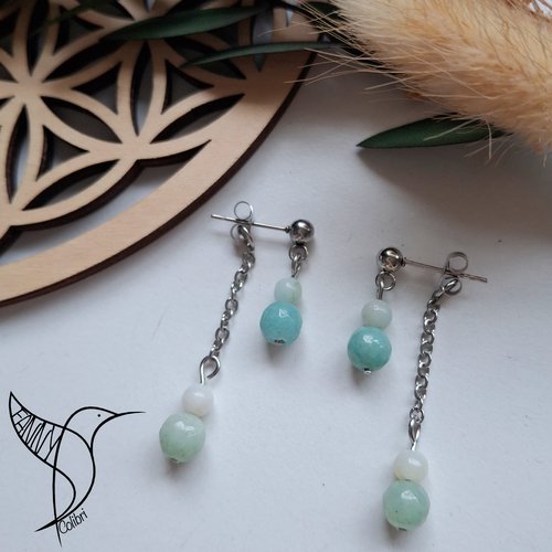 Boucles d'oreilles recto verso amazonite