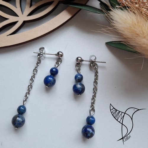 Boucles d'oreilles recto verso lapis-lazuli