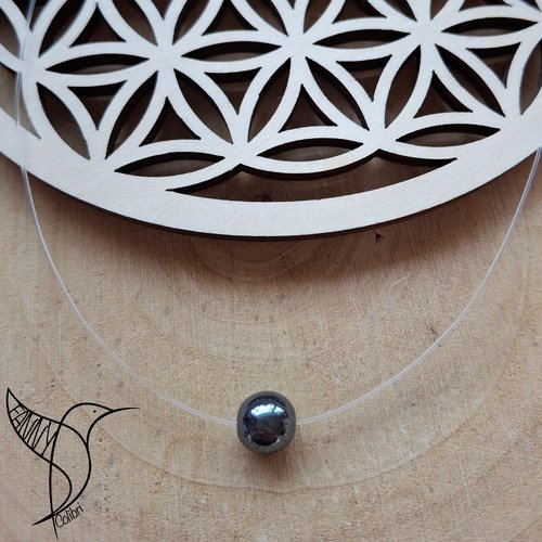 Collier ras du cou réglable hématite