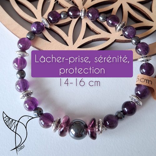 Bracelet pierres naturelles 14-16 cm lâcher-prise, sérénité, protection