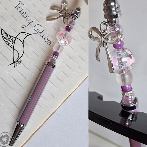 Stylo girly nœud violet