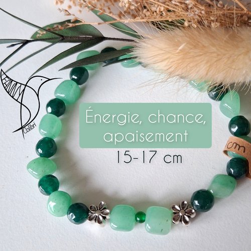 Bracelet pierres naturelles 15-17 cm apaisement, chance, énergie