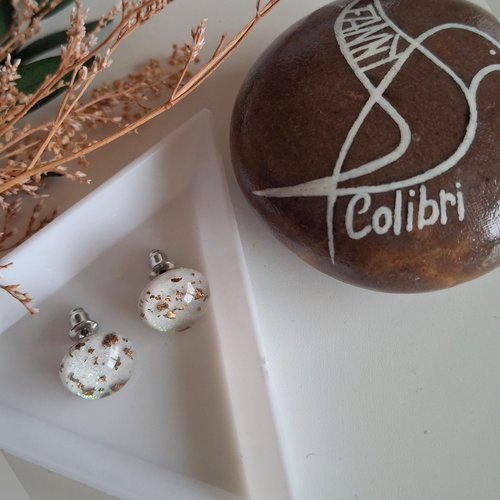 Boucles d'oreilles puces paillettes dorées