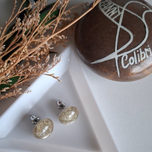Boucles d'oreilles puces paillettes jaune