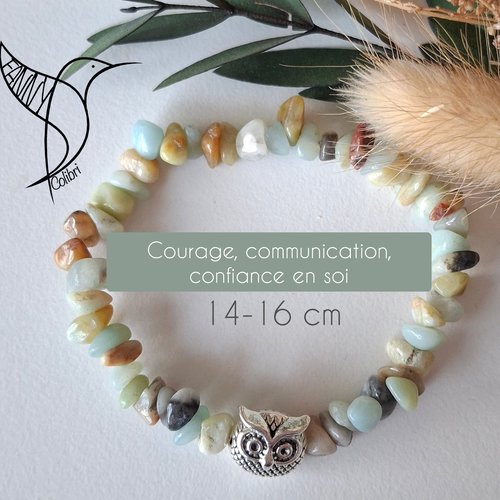 Bracelet lithothérapie 14-16 cm courage, confiance, communication