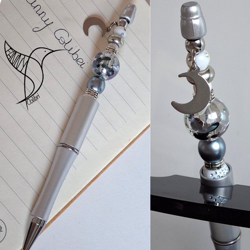 Stylo gris et blanc lune