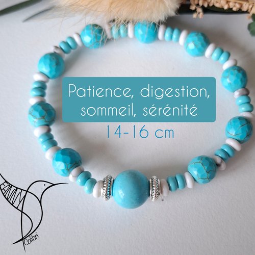 Bracelet stretch lithothérapie 14-16 cm patience, digestion, digestion et sommeil