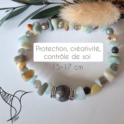 Bracelet lithothérapie 15-17 cm protection, créativité