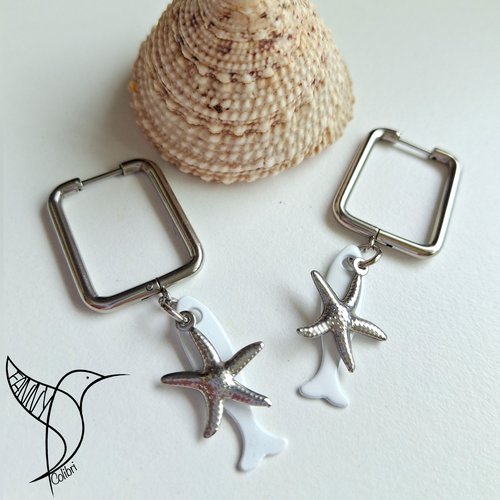 Boucles créoles rectangulaires starfish