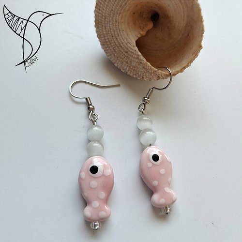 Boucles d'oreilles céramique starfish rose