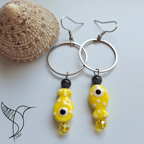 Boucles d'oreilles céramique starfish jaune