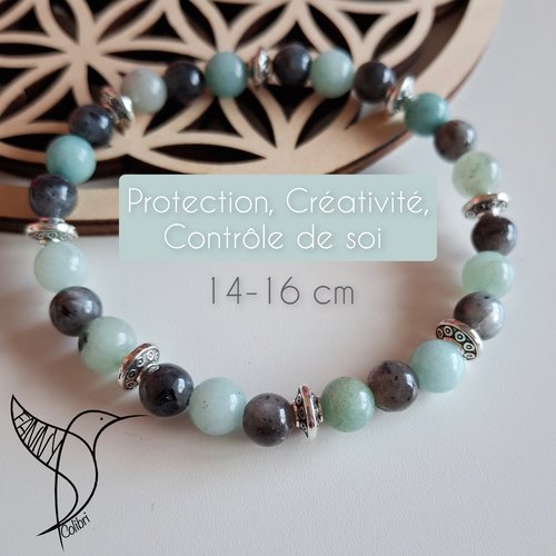 Bracelet lithothérapie 14-16 cm protection, créativité, dépression