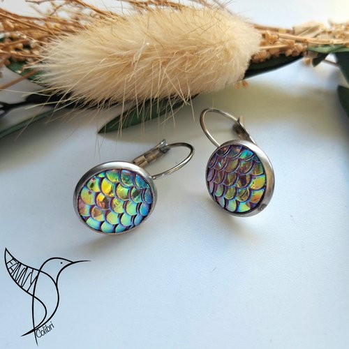 Boucles d'oreilles puces mermaid