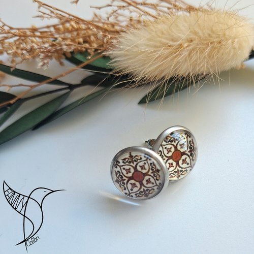 Boucles d'oreilles puces mandala