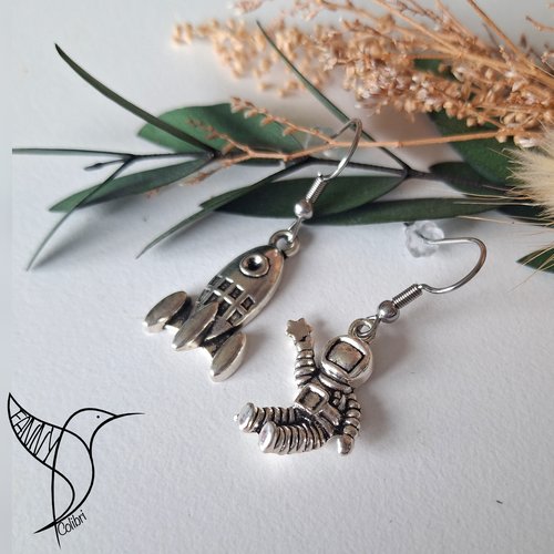 Boucles d'oreilles astronaute