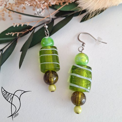 Boucles d'oreilles promenade en forêt murano