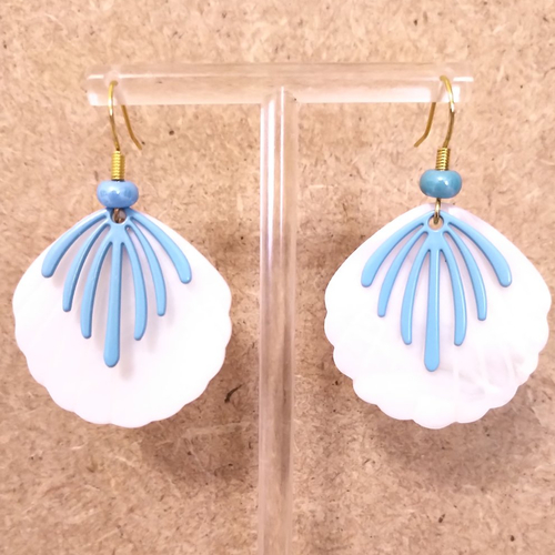 Boucles d'oreilles nacre/sequins émaillés .