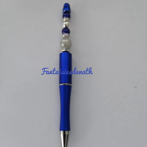 Stylo en métal avec paillettes à l'intérieur Bleu de cobalt - stylo bille