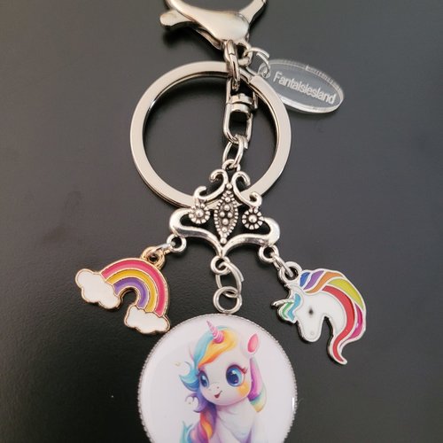 Licorne  - bijou de sac argenté