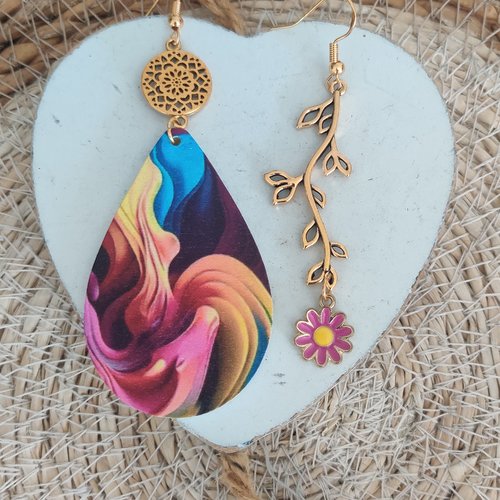 Boucle d'oreille dépareillée / boucle d'oreille pendante, fantaisie