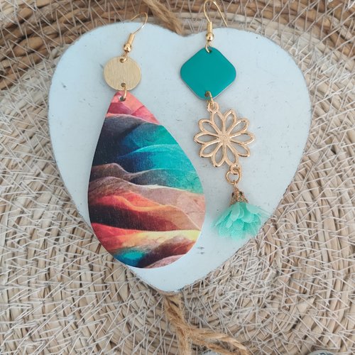Boucle d'oreille dépareillée / boucle d'oreille pendante, fantaisie
