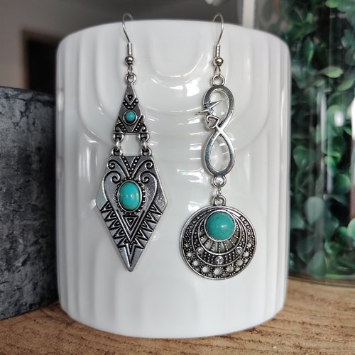 Boucle d'oreille dépareillé / boucle d'oreille pendante, fantaisie