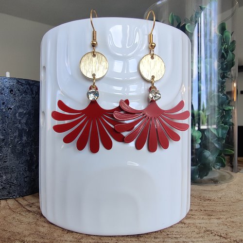 Boucles d'oreilles pendantes, boucles symétriques, bijoux doré