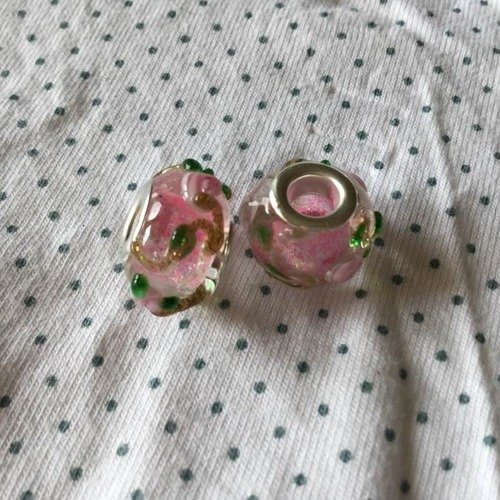 2perles européen en verre 14mm 
