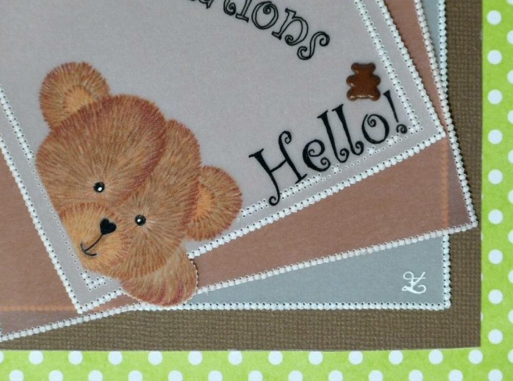 Carte Naissance Petit Ours Brun En Dentelle De Papier Un Grand Marche