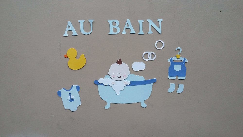 Lot Die Cuts Decoupes Bebe Garcon Au Bain Pour Scrapbooking Album Photo Faire Part Naissance Bapteme Un Grand Marche