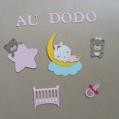 Lot Die Cuts Decoupes Bebe Fille Au Dodo Pour Scrapbooking Album Photo Faire Part Naissance Bapteme Un Grand Marche