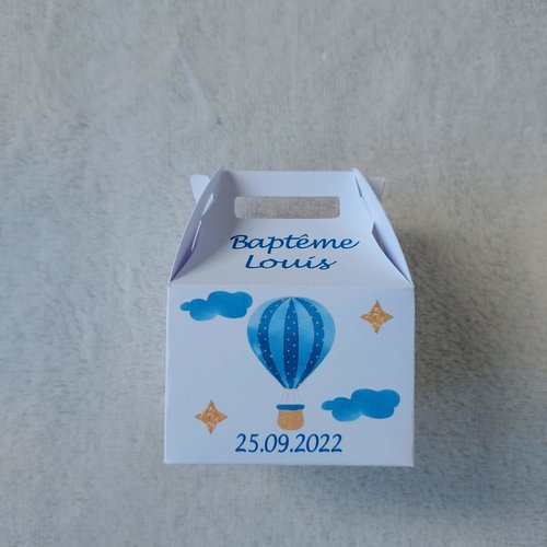Boîte à dragées/bonbons montgolfière personnalisée-baptême-anniversaire
