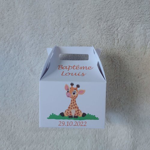 Boîte à dragées/bonbons girafe personnalisée-baptême-anniversaire
