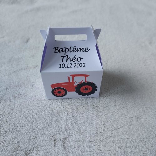 Boîte à dragées tracteur personnalisée -baptême-décoration table anniversaire-ballotin communion-mariage