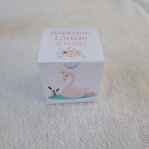 Boîte à dragées/bonbons cygne personnalisée-baptême-anniversaire