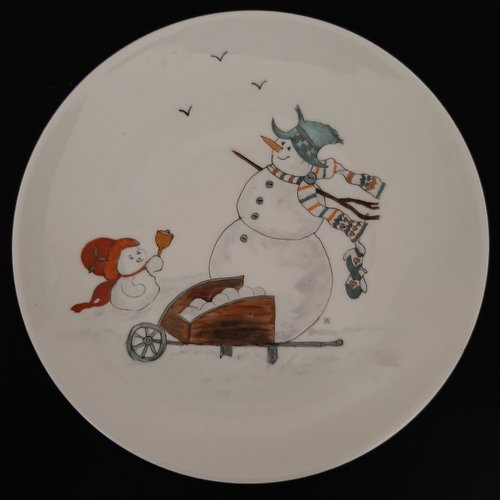 Assiette enfant  en porcelaine peint main