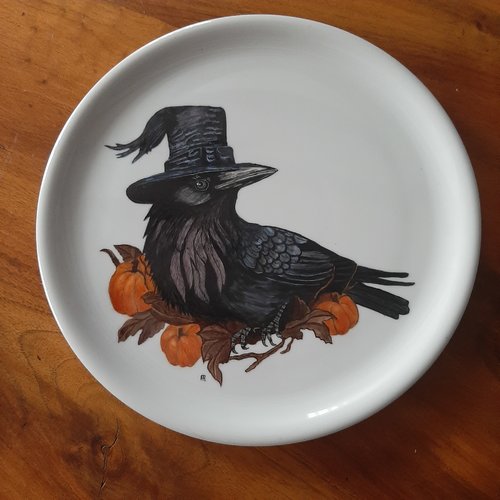 Plat à tarte  porcelaine motif halloween
