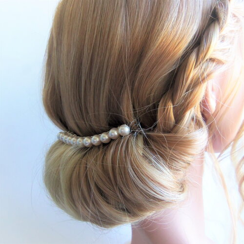 Peigne à cheveux grandes perles blanches, peigne mariage, accessoires pour cheveux, peigne pour chignon, accessoire de mariée